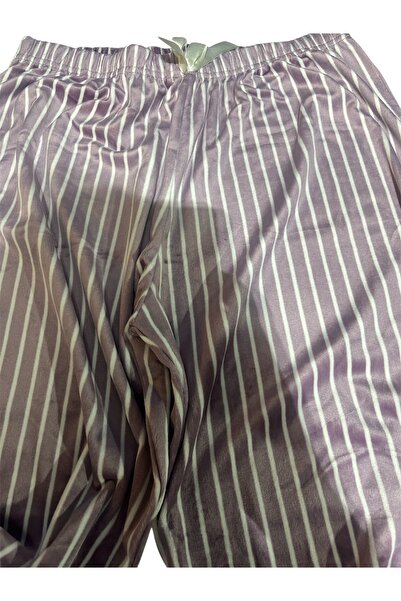 Pijamoni Πιτζάμες μεγάλου μεγέθους με τύπωμα με ίσιο πόδι, βελούδινο μονόχρωμο κάτω μέρος