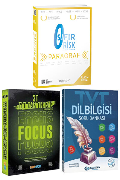 Gezegen Yayıncılık Üç Dört Beş Yayıncılık TYT Paragraf Sıfır Risk Soru Bankası Video Çözümlü+TYT Tam Tekrar+Dil Bilgisi