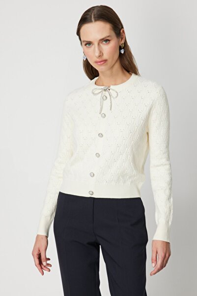 ON Ornamental Buttoned Patterned Knitwear Sweater