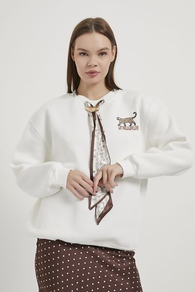 Arma Life Armalife 11009 Fularli Embroidered Oversize Women's Sweatshirt