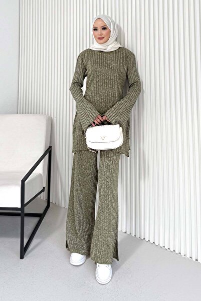 Melike Tatar Σετ Πλεκτά Ενδύματα Ασημί 3-1535