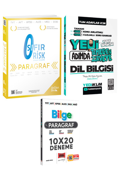 Yediiklim Yayınları Üç Dört Beş Yayıncılık TYT-AYT-KPSS-ALES-DGS Paragraf Sıf...