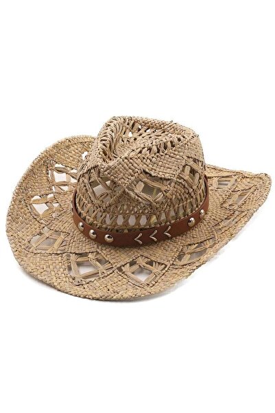 Pursehuit Women's hat, beige, summer, cowboy style, Fanny