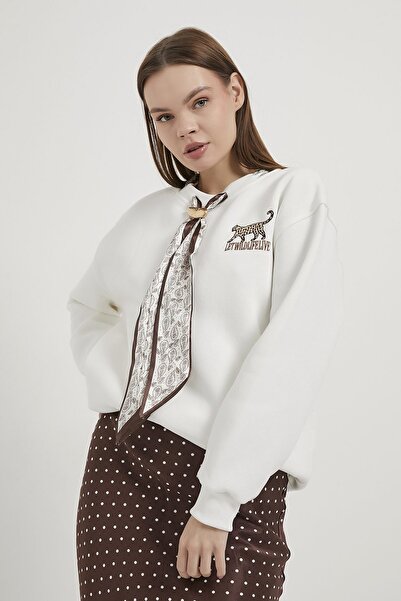 Arma Life Armalife 11009 Fularli Embroidered Oversize Women's Sweatshirt