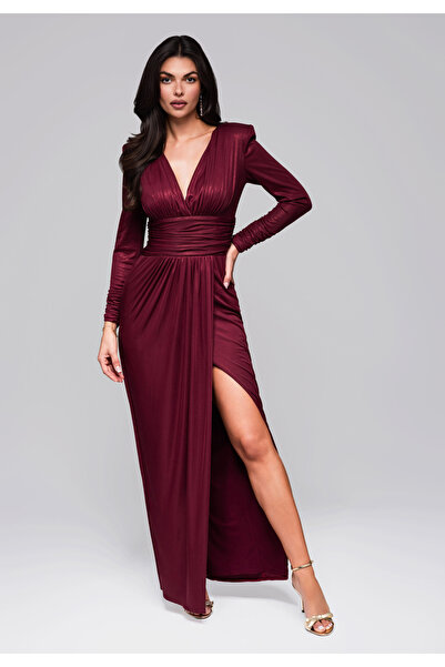OMBRE Βραδινό φόρεμα LA-OM-DLR257 - μπορντό