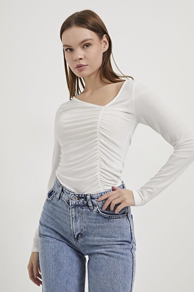 Arma Life Armalife 1500 Asymmetric Necklined Drawn-Up Women's Blouse