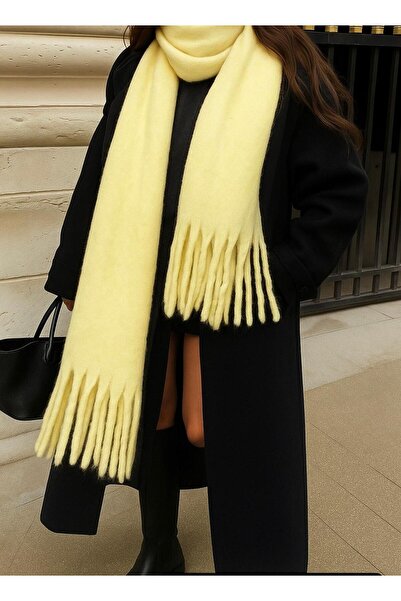 sf collection Women's Winter Soft Textured Tasseled Oversized Scarf