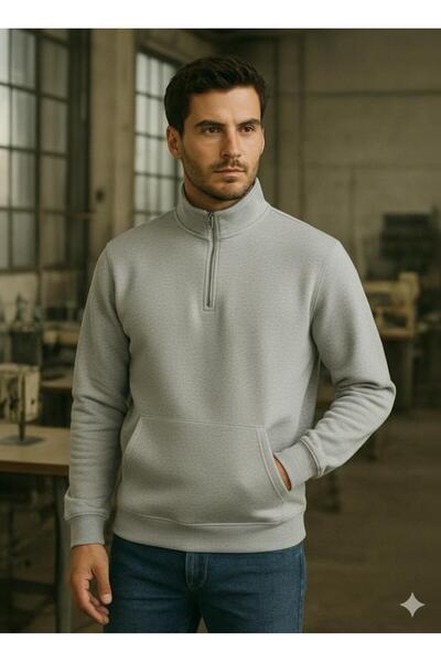 Ars Magic Box Half Zipper Unisex Basic Relax 3 Thread Sweatshirt with Shardon Finish