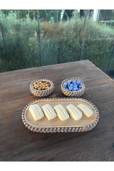 homeınn Wicker-Look 3-Piece Bamboo Presentation Set – Natural and Stylish Tableware