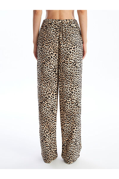 LC Waikiki Brown Elastic Waist Leopard Patterned Women's Trousers