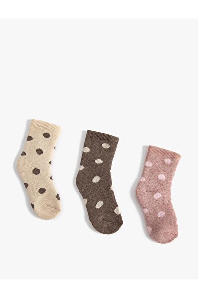 Koton Baby Girl 3-Piece Polka Dot Towel Socks Set Patterned (Aw 25)