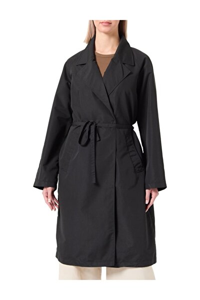Vero Moda Classic trench coat with pockets and drawstring at the waist Vmneel, Black, XS