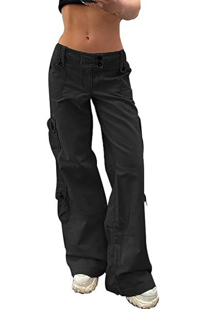 OEM Women's wide-leg black jeans, pockets, Grey M