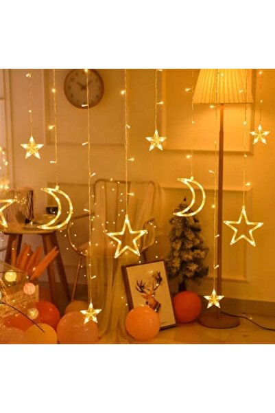 HSMKTP Christmas curtain lights with stars and moon, 3 m