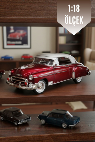 craftivio Kırmızı 1:18 Ölçek Die Cast İnce Detay 1950 Chevy Bel Air Oyuncak M...