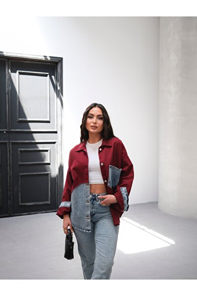 SOLİS MODA Women's Shirt Jeans Paneled