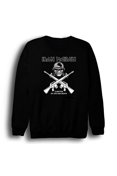 fame-stoned Iron Maiden - Metal - Music Band Printed Unisex 100% Cotton Crew Neck Black Sweatshirt