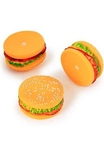 OEM Dog chew toy, rubber hamburger with sound, 8 cm x 5 cm, multicolor