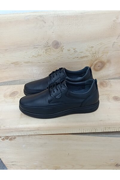 LİCCAS Men's Winter Shoes Genuine Leather Rubber Sole Orthopedic and Lace-Up Comfortable Fit