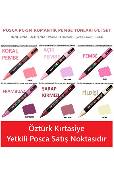 POSCA Pc-5M 6-Piece Pencil Set - Romantic and Dusty Pink Tones