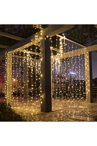HSMKTP Perdea luminoasă LED de Crăciun 3 x 3 m - Exterior, Sârmă albă groasă