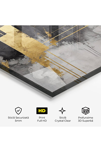 Arthub Glass Painting, Bedroom and Living Room, Abstract with Lines, Abstract Gold Lines (2)