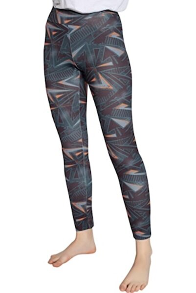 pamuklu - Colanți de damă cu imprimeu unic, portocaliu și negru, mărimea S