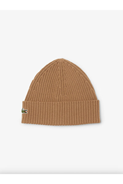 Lacoste Rib Knit Brushed Wool Beanie