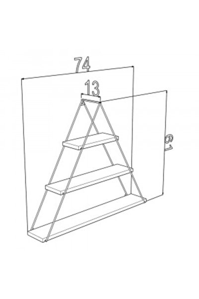 Artenova Triangular wall shelf with 3 shelves, Pal, oak/yellow