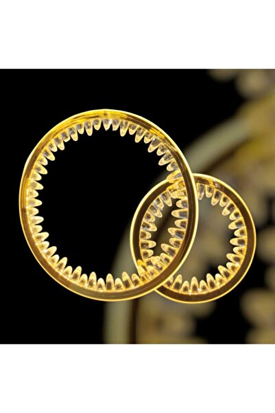FAZ A luxurious, modern LED chandelier with two adjacent circles, featuring three colors: white, yellow, and warm white. It adds a touch of elegance to living rooms and bedrooms.