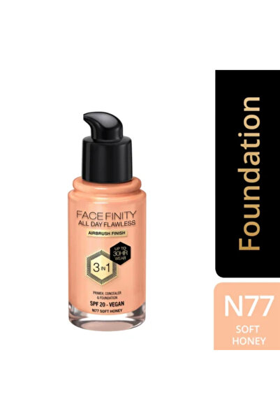 Max Factor Facefinity All Day Flawless 3in1 Liquid Foundation – N77 Soft Honey