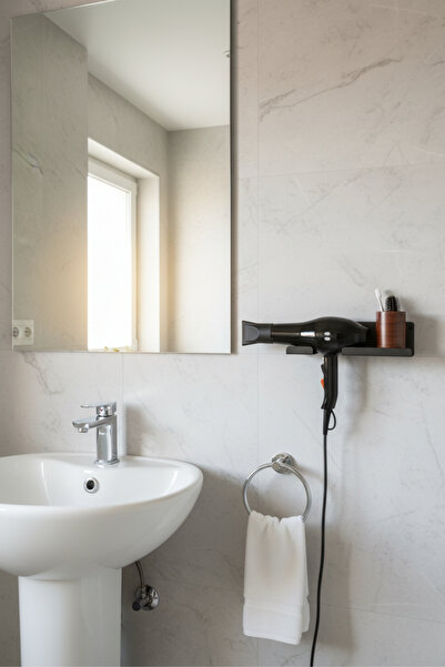 Grandmix Suport metalic pentru uscător de păr, montat pe perete, raft organiz...