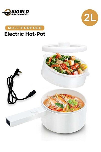 Eworld 2L Electric Mini Hot Pot with Steamer and Adjustable Temperature