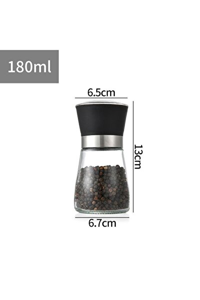 Cozevdnt Spice Grinder Set, 2 pcs, Adjustable, Black, Glass/Stainless Steel