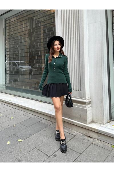 TOFİX textile Triko Mock Neck Snap Button Women's Knitwear Sweater