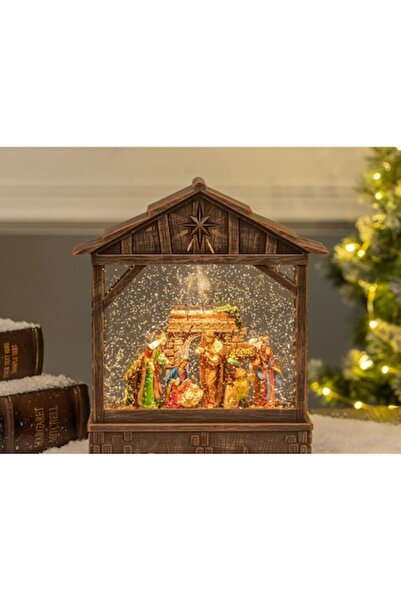 TEONA CONCEPT Premium LED Christmas Lantern with Music & Rotating Snow – Nativity Scene, 25.4 cm