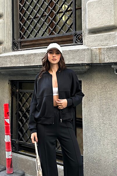 New Now Modal Fabric Zippered Cardigan, Elastic Waist Trousers Set