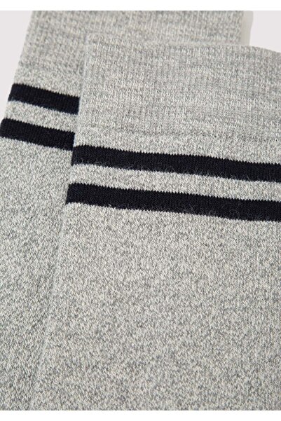 Mavi Strip Printed Unisex Socks Gray