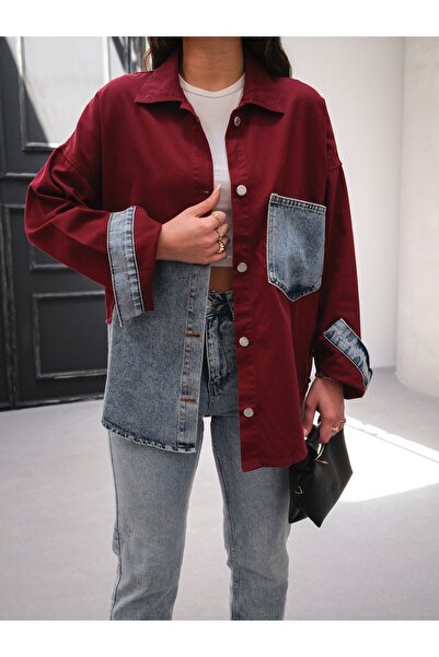 SOLİS MODA Women's Shirt Jeans Paneled