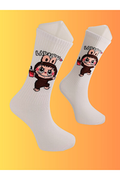 Shuttle Park Special Series Happy Colorful Labubu Patterned Socks Fun Comfortable Stylish Design Style Socks Combed Cotton White Socks