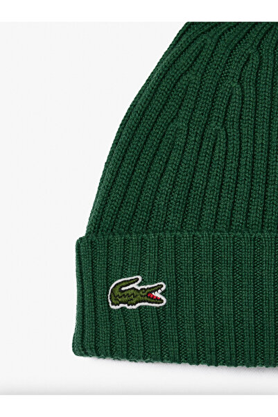 Lacoste Rib Knit Brushed Wool Beanie