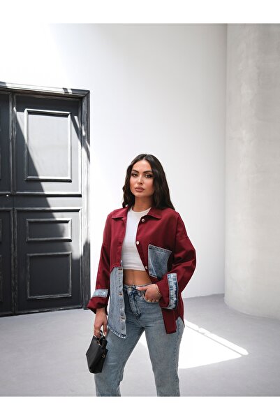 SOLİS MODA Women's Shirt Jeans Paneled