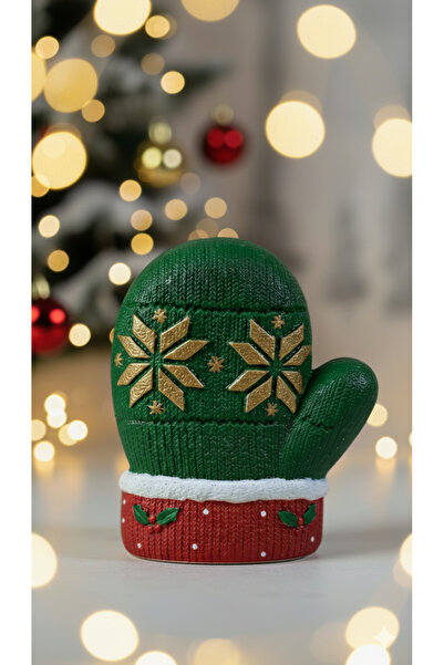Dekoromi Yılbaşı Eldiveni (Noel) Kırmızı-Yeşil Hediyelik Eldiven Biblo 10x10cm