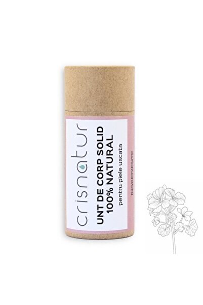 Cris Natur Unt de corp solid pentru ten uscat cu geranium - 100% - făcut manu...