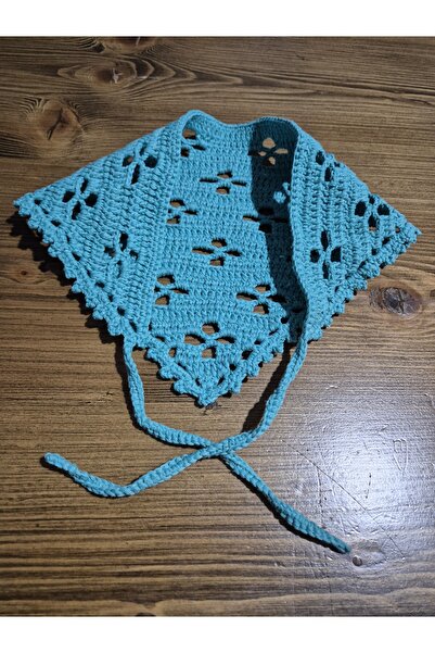 ATÖLYE MİLLA Water Green Four-Piece Model Hand-Knitted Bandana