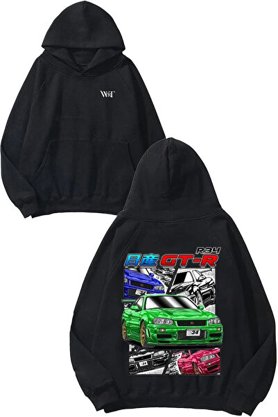 THEWERT GT R Car Design Spate cu imprimeu Negru cu glugă Swea tricou