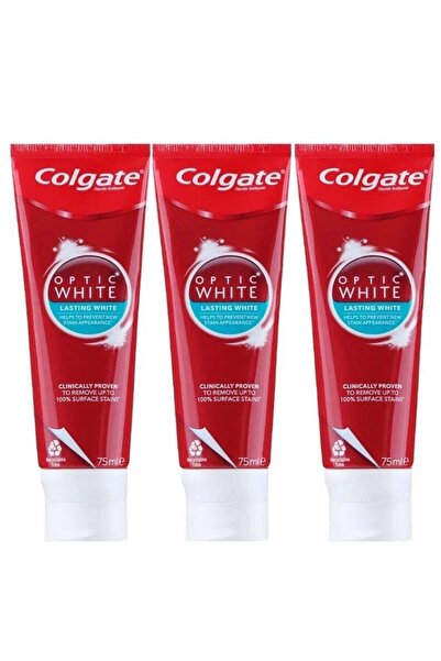Colgate معجون أسنان أوبتيك وايت لتبييض دائم - 75 مل - عبوة من 3 قطع