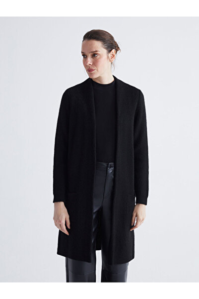 LC Waikiki Black Shawl Collar Women's Knitwear Cardigan