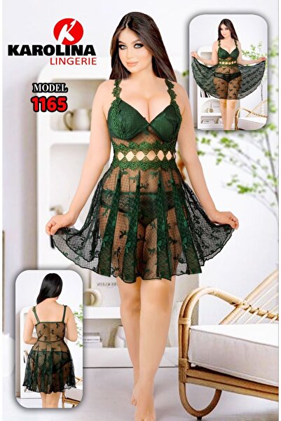 Nice Model Floral Lace Babydoll Nightgown with Halter Straps Sheer Mesh Chemise for Romantic Evenings