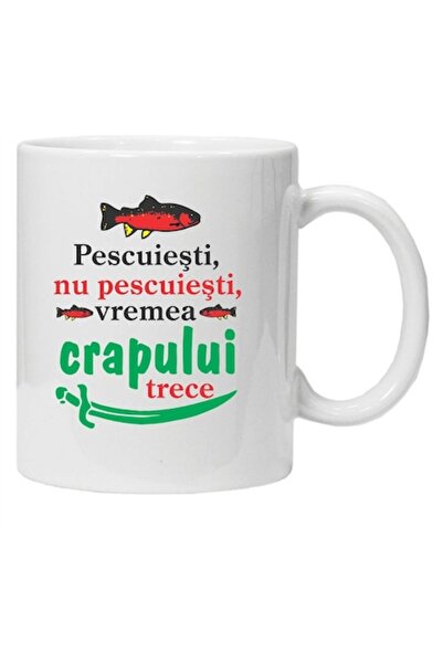 CRD PRINT Cană personalizată cu imprimeu pentru pescari, CRD PRINT, 330 ml, albă